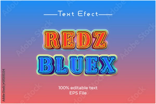 Fototapeta Editable red blue vector text effect