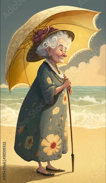 Obraz elder with an umbrella