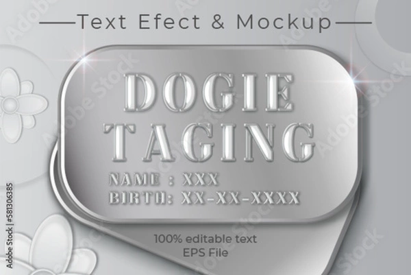 Fototapeta Editable dogie taging vector text effect and mockup