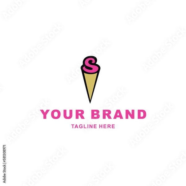 Fototapeta ice cream logo with initial S