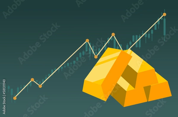 Fototapeta gold investment with candle graph in background