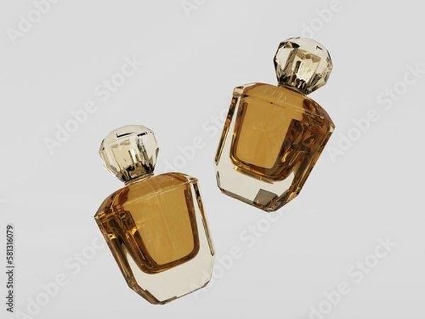 Fototapeta 3D rendered glass perfume bottle 