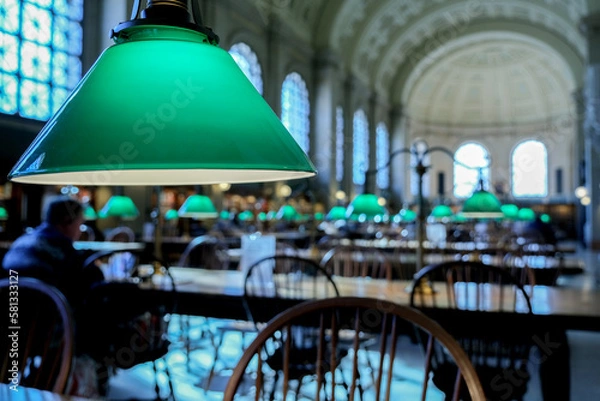 Obraz Breathtaking architecture details of panoramic dome mural columns scenic building interior view with historic walls, chandeliers, marble statues and staircases in public city landmark