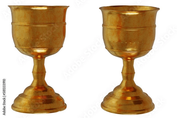 Fototapeta Old copper chalice on transparent background. 3D Render