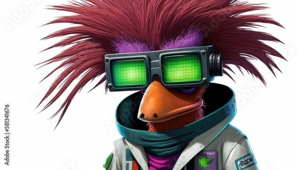 Obraz a fun take on a chicken gone cyberpunk