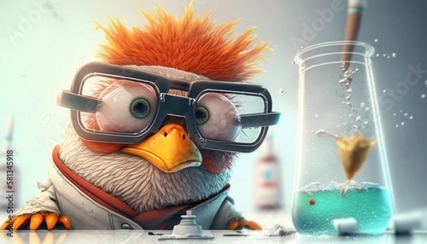 Obraz A Chicken Scientist conducting an experiment 
