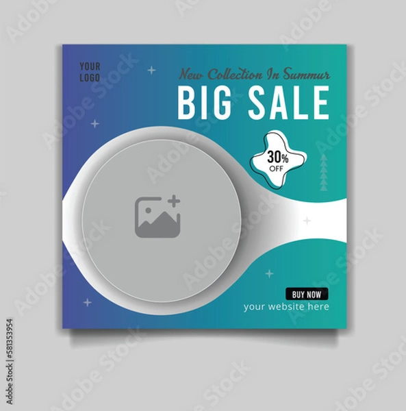 Fototapeta Fashion sale social media post template vector design,banner blog promotion. fully editable Instagram and facebook square post frame puzzle organic sale poster. fresh yellow element shape