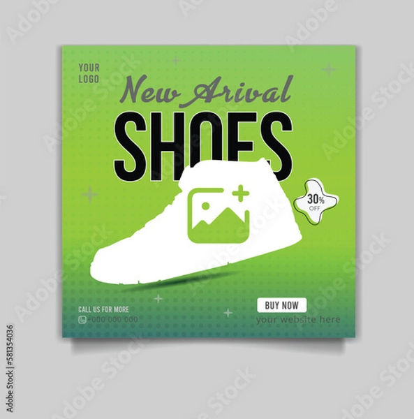 Fototapeta Shoes social media post templates design, special sale offers social media banner design for your digital marketing. Editable shoe social media banner, web ads banner template