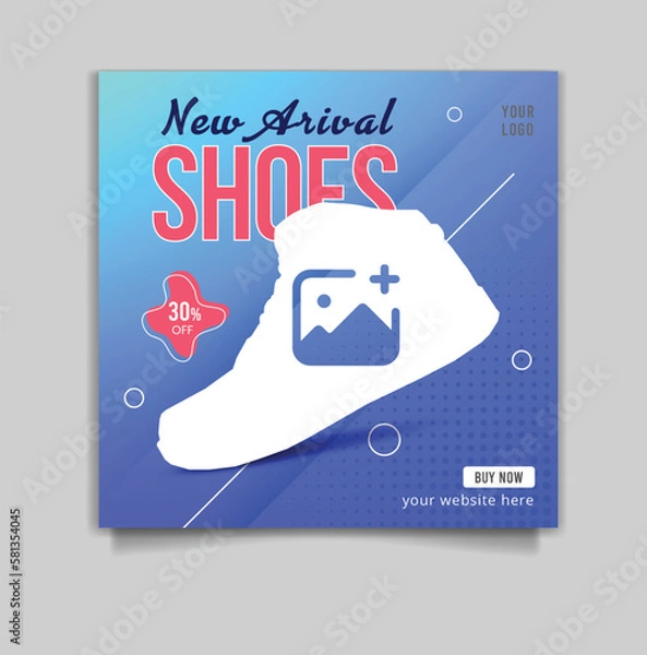 Fototapeta Shoes social media post templates design, special sale offers social media banner design for your digital marketing. Editable shoe social media banner, web ads banner template