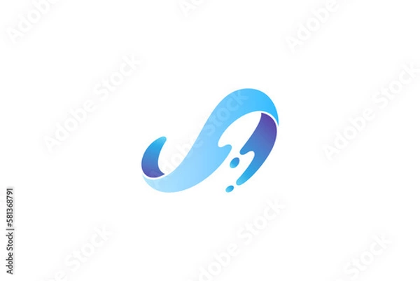 Obraz Simple wave water logo design