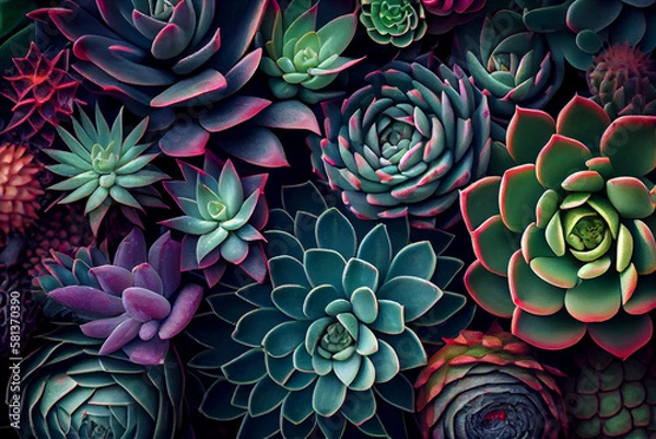 Fototapeta succulent plants background. generative ai