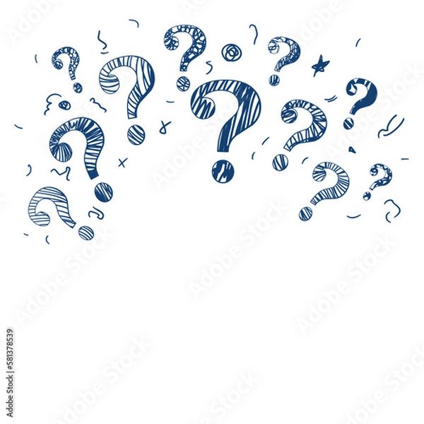 Fototapeta Hand-drawn question marks. doodle question