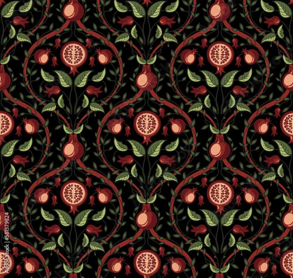 Obraz Oriental floral seamless pattern with pomegranate
