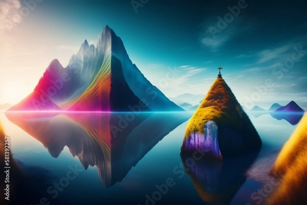 Fototapeta landscape with mountains and clouds ai generative