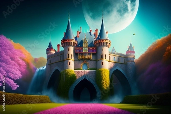 Fototapeta castle in the night ai generative