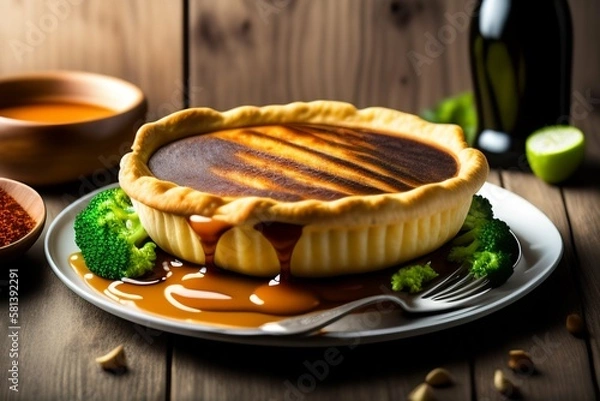 Fototapeta homemade broccoli pie ai generative