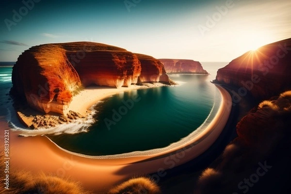 Fototapeta sunset over the river ai generative