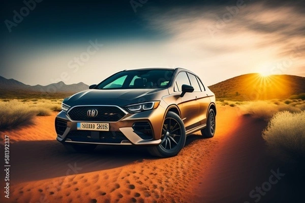 Obraz car in the desert ai generative