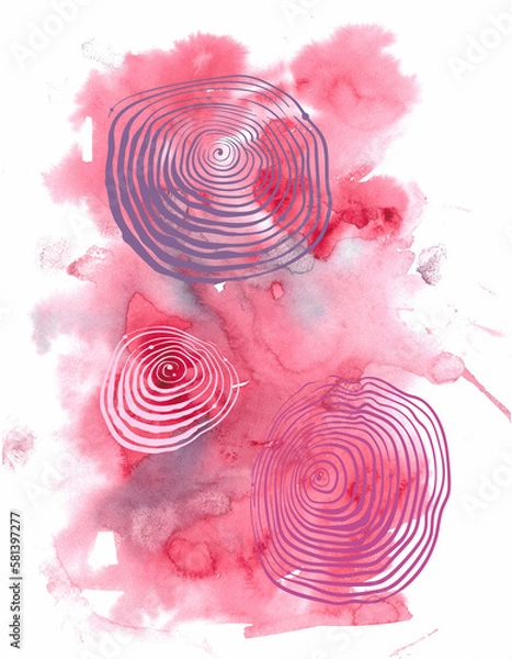 Obraz Watercolor art background and vector lines