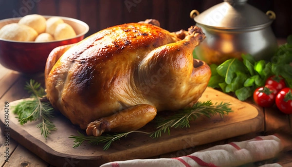 Obraz クリスマス_ローストチキン_Christmas_roasted chicken_generative ai