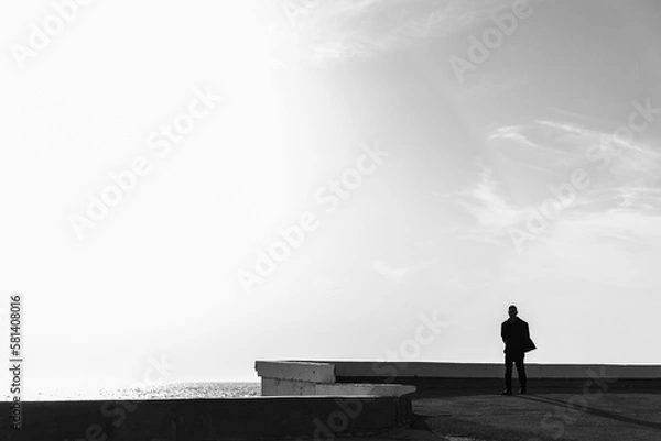 Fototapeta man on the background of the sea
