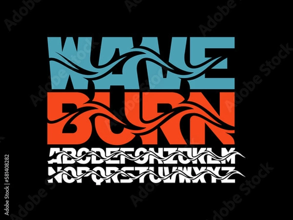 Fototapeta Vector font set with flowing wave shape