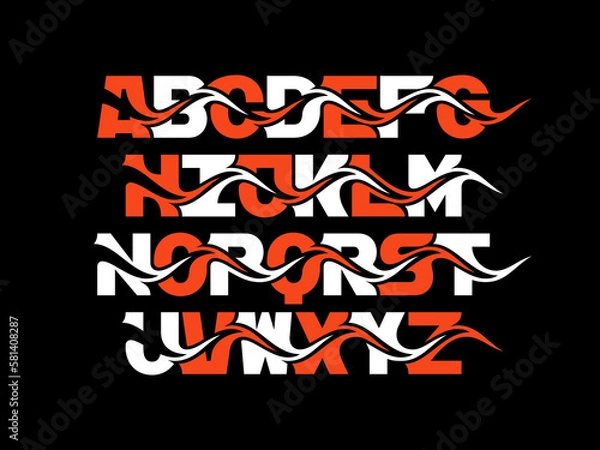 Fototapeta Vector font set with flowing wave shape