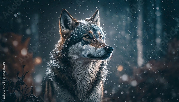 Obraz "Silent Guardian: A Lone Wolf in the Snow"
