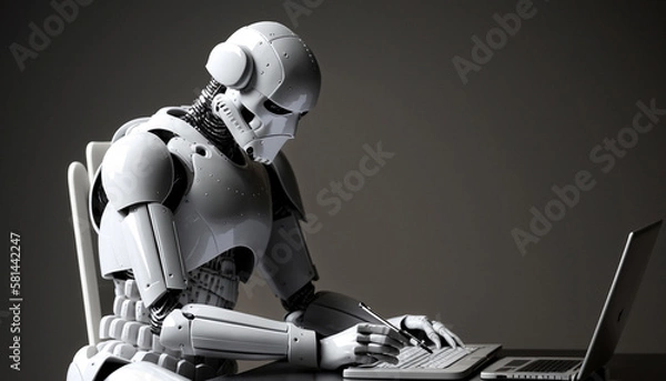 Obraz 記事を執筆するロボット_Robot to write articles_generative ai