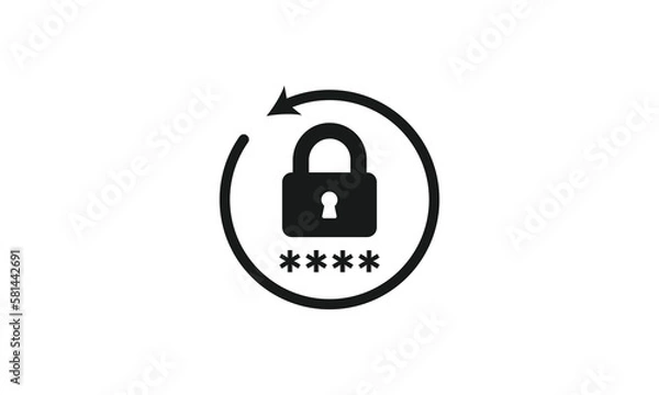 Fototapeta Change password vector icon, Lock reload icon