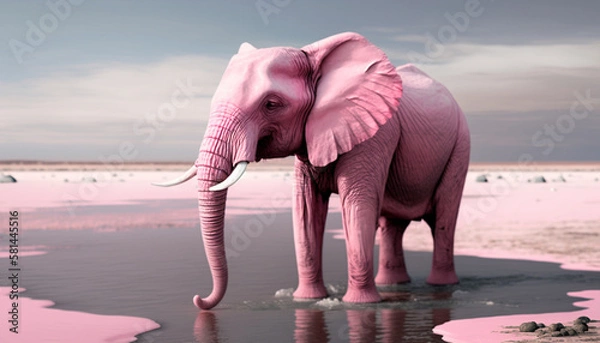 Obraz ピンク色の象_Pink Elephant_generative ai