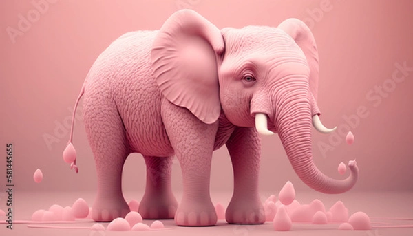 Fototapeta ピンク色の象_Pink Elephant_generative ai