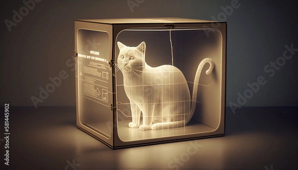 Obraz シュレディンガーの猫_Schrodinger's Cat in Box_generative ai