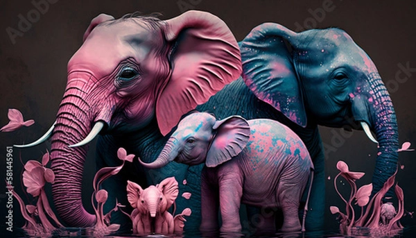 Obraz ピンク色の象_Pink Elephant_generative ai