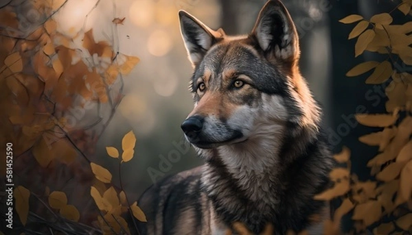 Obraz "Autumn's Alpha: A Portrait of the Majestic Wolf"
