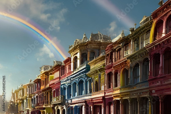 Fototapeta grand palace and a rainbow ai generative
