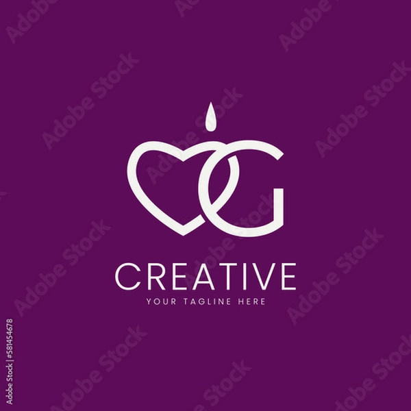 Fototapeta Letter G Combine With Love Icon Simple Logo Design. Initial G Monogram Logo Identity for Branding, Business, Real Estate, Fasion and Elegant Brand