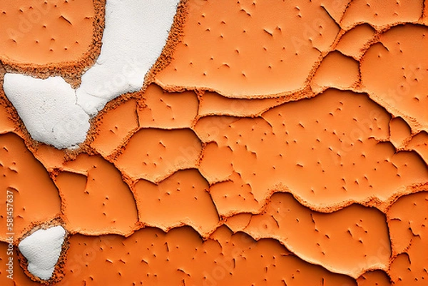 Obraz orange and white cracked wall background, generative ai