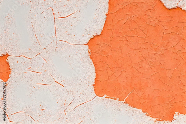 Obraz orange and white cracked wall background, generative ai