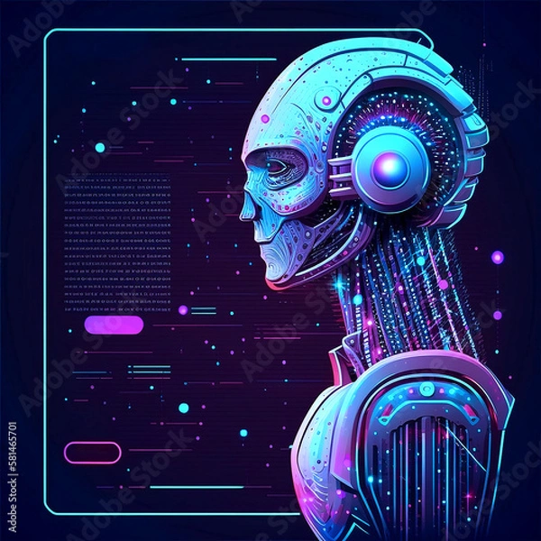 Fototapeta Concept of thinking, background with brain, Abstract Artificial intelligence. Technology web background