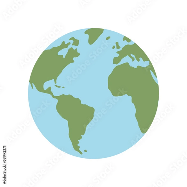 Obraz Globe world map. Planet earth flat vector illustration. Doodle map with continents and oceans.