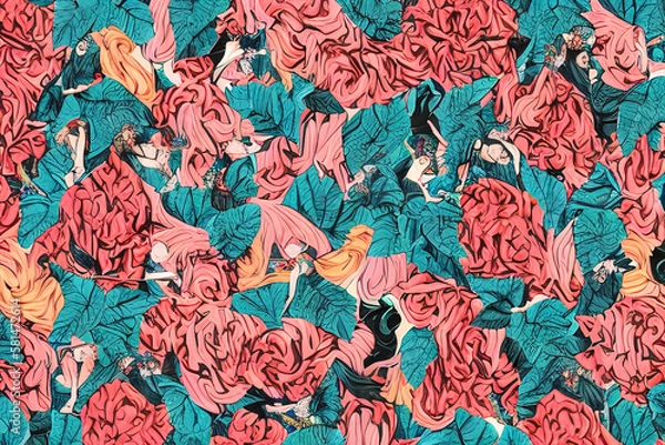 Obraz seamless pattern with flowers abstract generative ai 