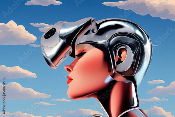 Fototapeta Person in chrome headset. Created with generative ai