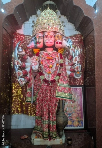 Obraz hindu temple, Indian God Hanuman, पंचमुखी हनुमान 