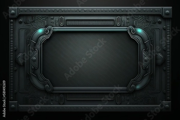 Fototapeta Neon glowing futuristic tech screen and mechanical frame ui and gui concept design generative ai