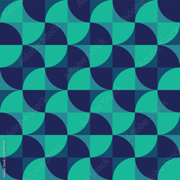 Fototapeta Blue and Green Geometric Seamless Vector Repeat Pattern
