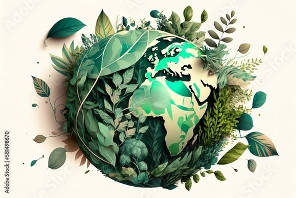 Obraz Planète terre en feuillage.  AI generative