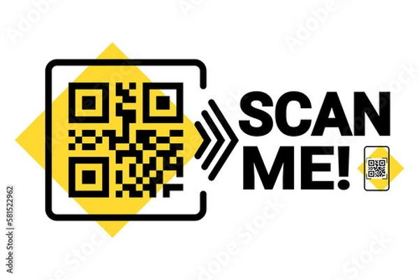 Obraz QR code scan icon set. Scan me frame. QR code scan for smartphone. QR code for mobile app, payment and identification. Vector illustration.