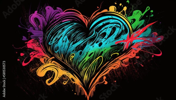Fototapeta heart love romance symbol icon with dark background Generative AI, Generativ, KI