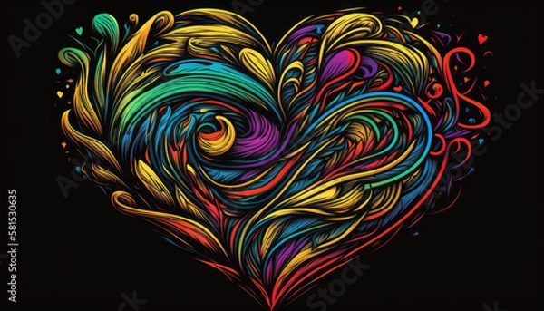 Fototapeta heart love romance symbol icon with dark background Generative AI, Generativ, KI
